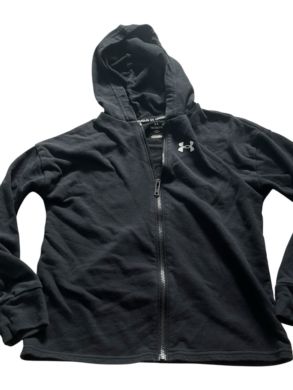 Under Armour Kids Black Full-Zip Hoodie Sweatshirt Size Medium 10/12